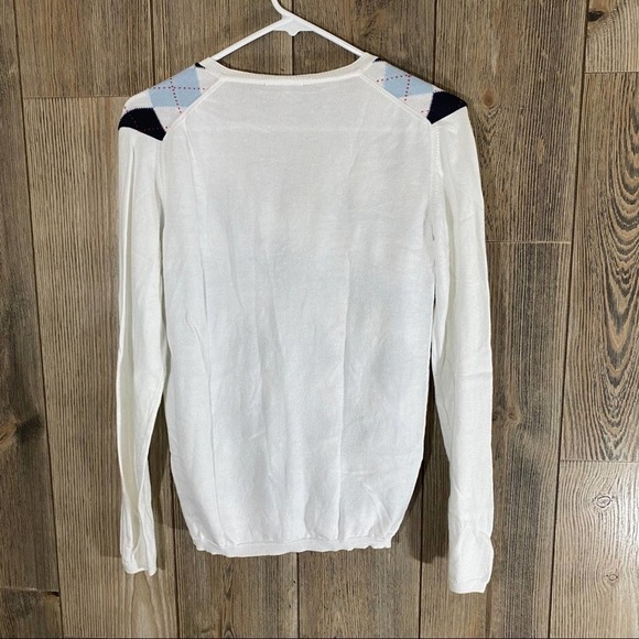 BARBOUR Argyle Red White and Blue Sweater - Picture 4 of 6